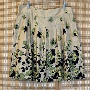George Womens 14 Tropical Floral Pleated Skirt Resortwear Party Office Fairycore